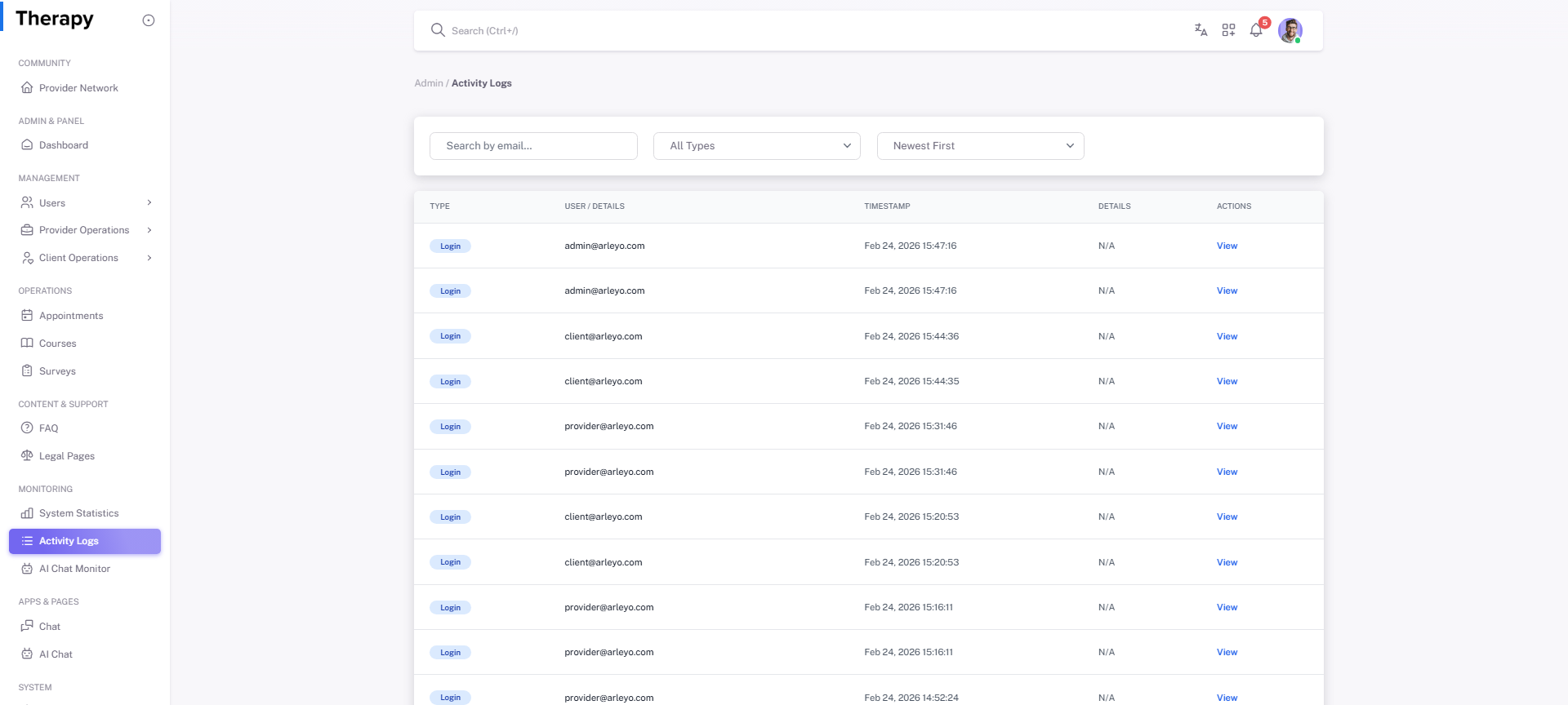 Activity Logs screenshot 1