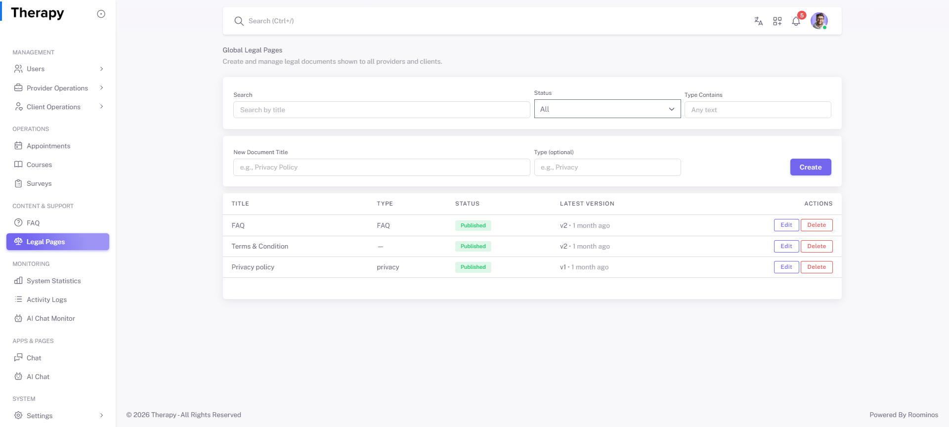 Legal Pages screenshot 1