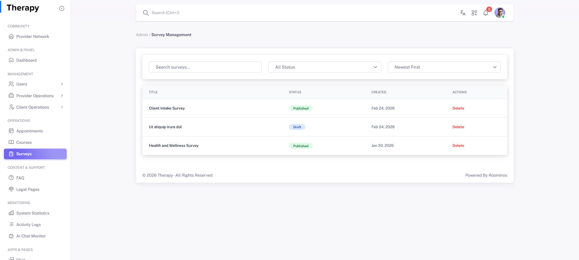 Surveys screenshot 1