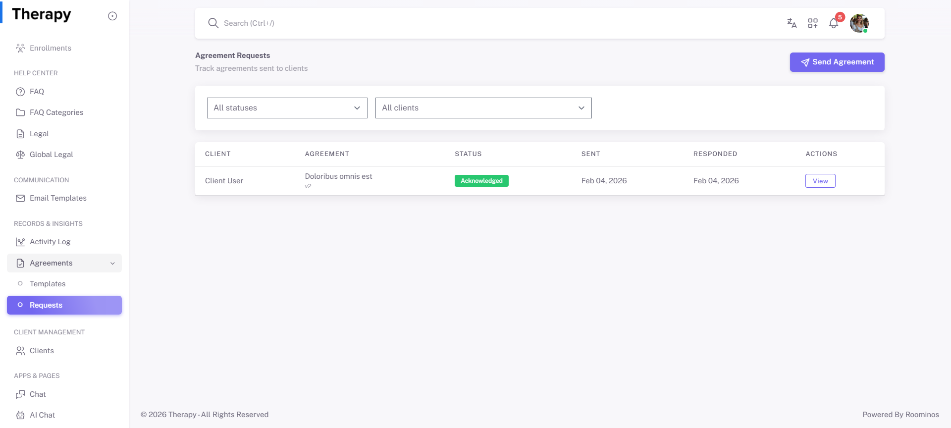 Agreement Requests screenshot 1